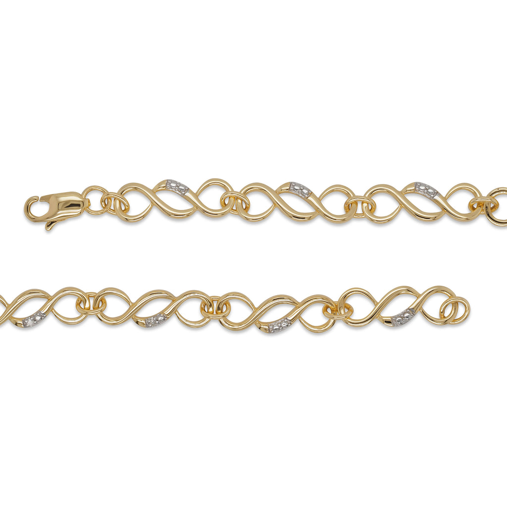 9ct Yellow Gold Illusion Set Diamond Open Loop Bracelet