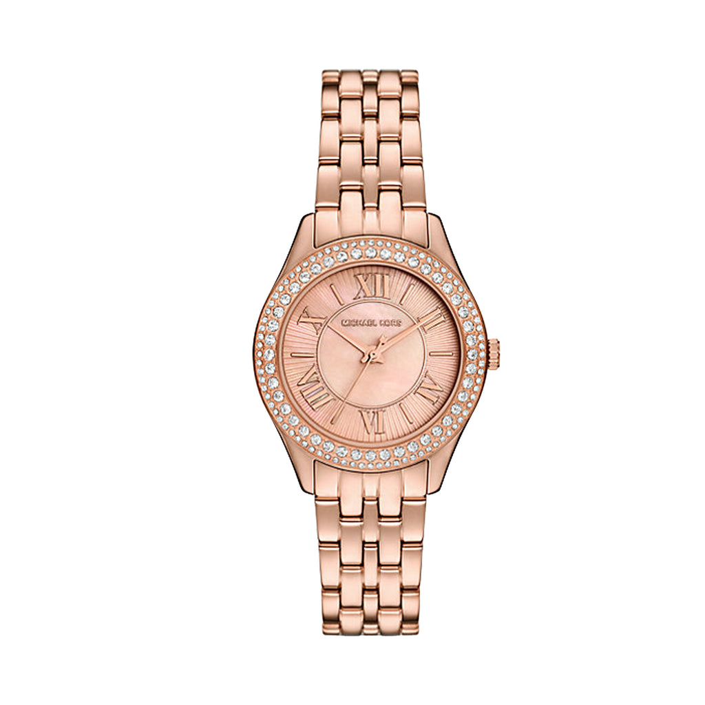 Michael Kors Mini Harlowe Pavé Rose-Tone Watch MK4845