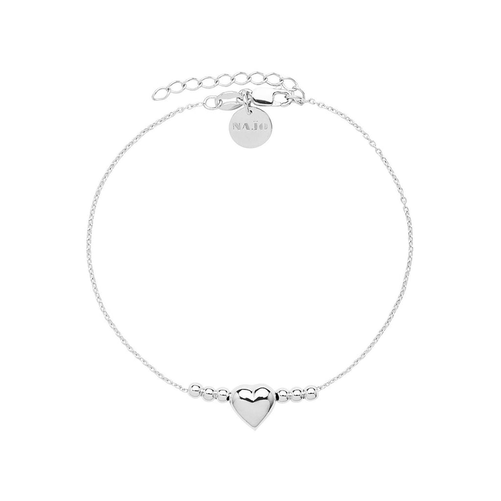 Najo Amore Sterling Silver Heart Charm Bracelet B7123