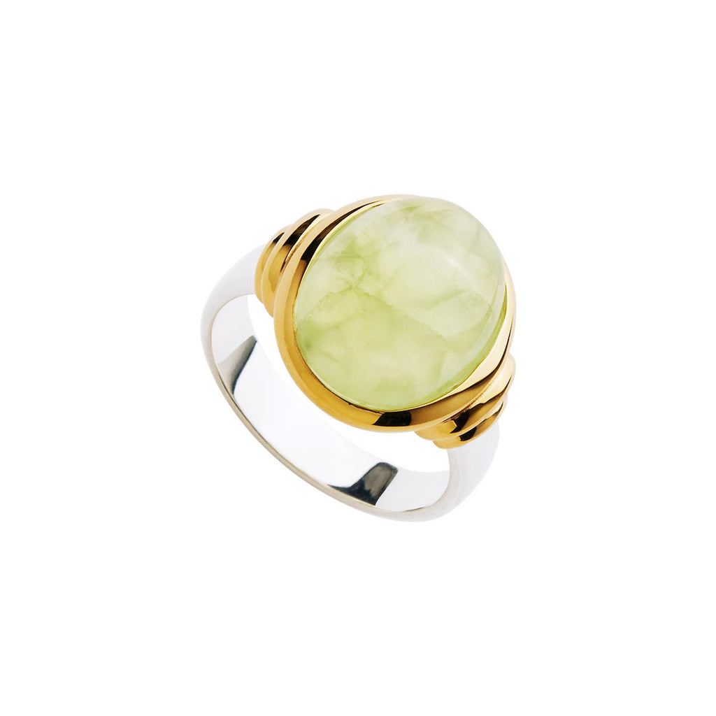 Najo Natura Prehnite Bezel Set Two-Tone Ring R7166