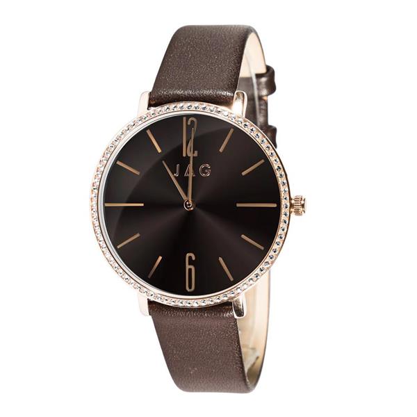 Jag Carine Brown Leather Rose-Tone Watch J2744