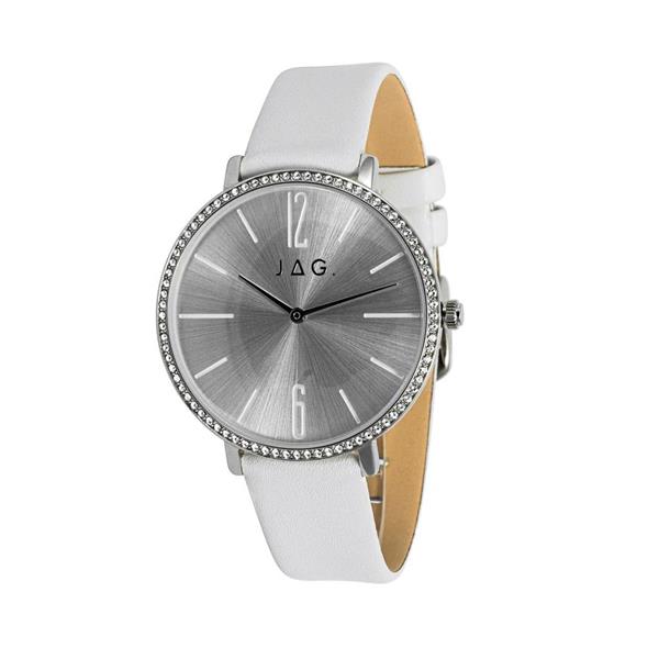 Jag Carine White Leather Silver-Tone Watch J2745