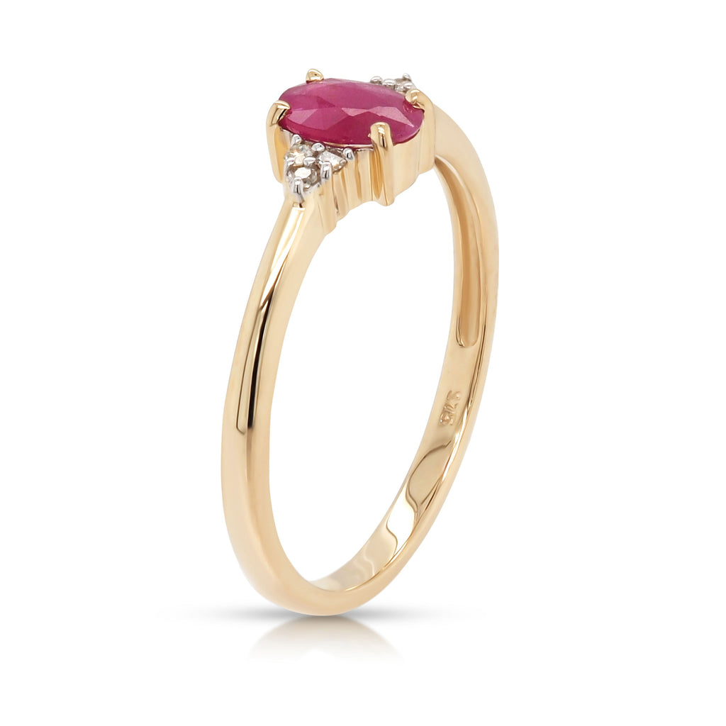 9ct Yellow Gold Oval Ruby & Diamond Ring