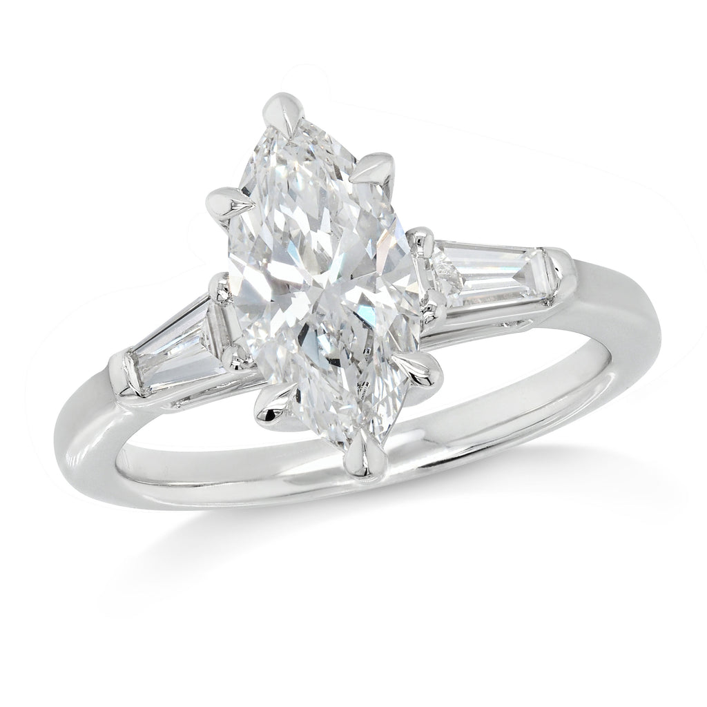 9ct White Gold Lab Grown Marquise Diamond Engagement Ring TD