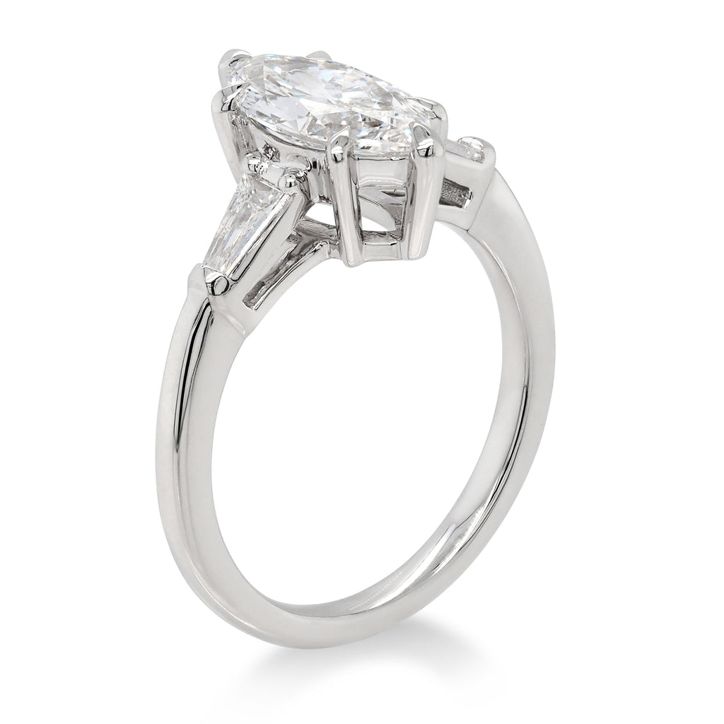 9ct White Gold Lab Grown Marquise Diamond Engagement Ring TD