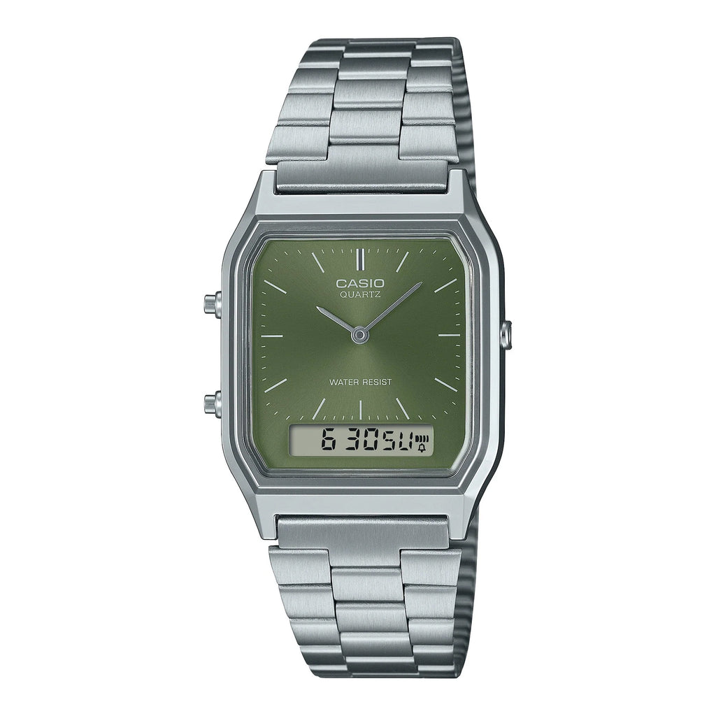 Casio Vintage Green Dial Duo Watch AQ230A-3A