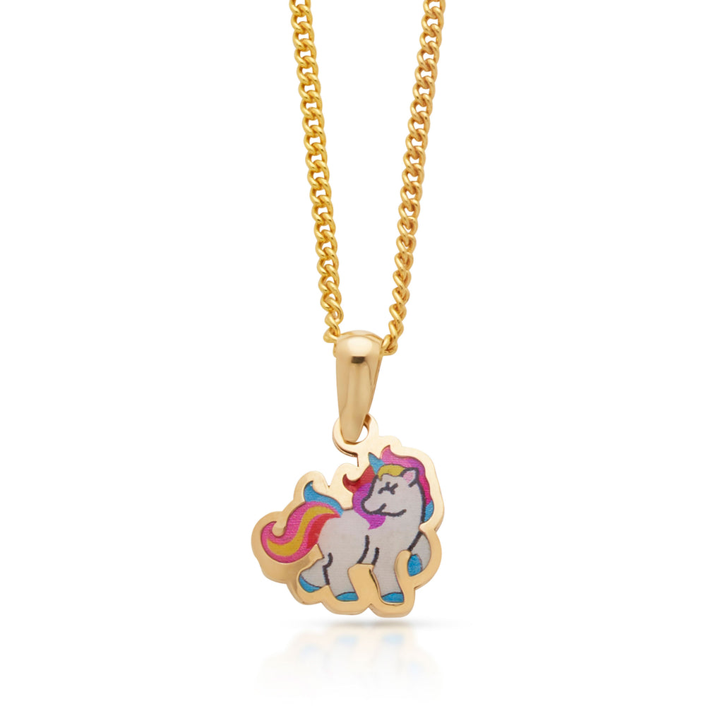 9ct Yellow Gold Coloured Unicorn Pendant