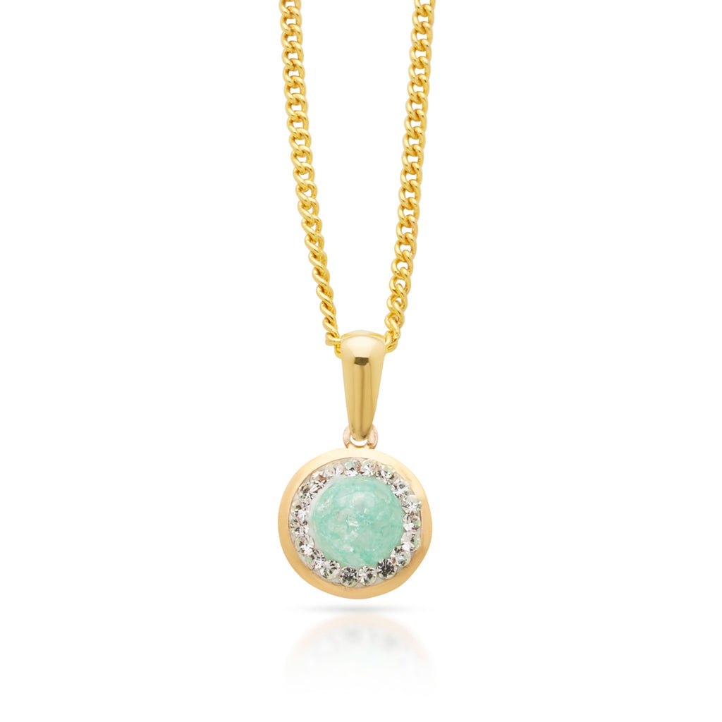 9ct Mint Coloured Dome Stone Crystal Halo Pendant