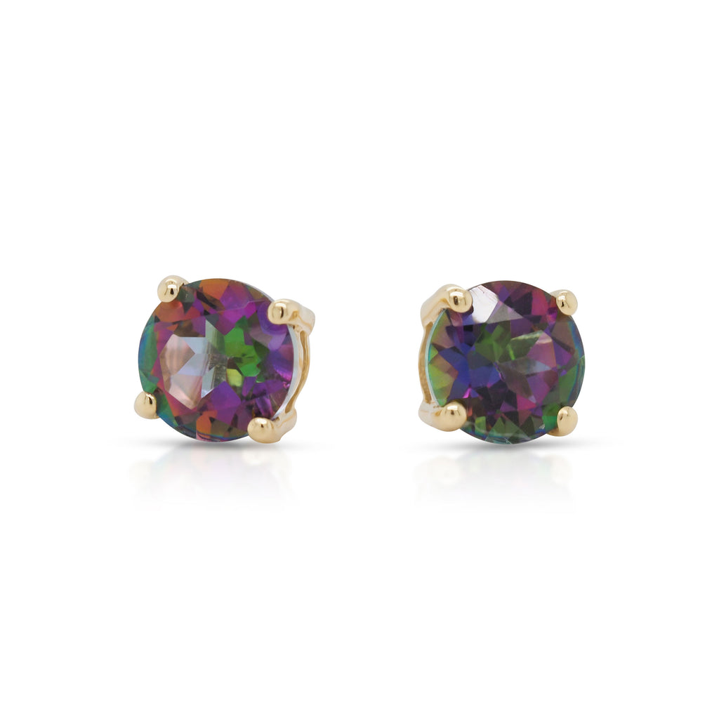 9ct Yellow Gold 5mm Mystic Topaz Stud Earrings