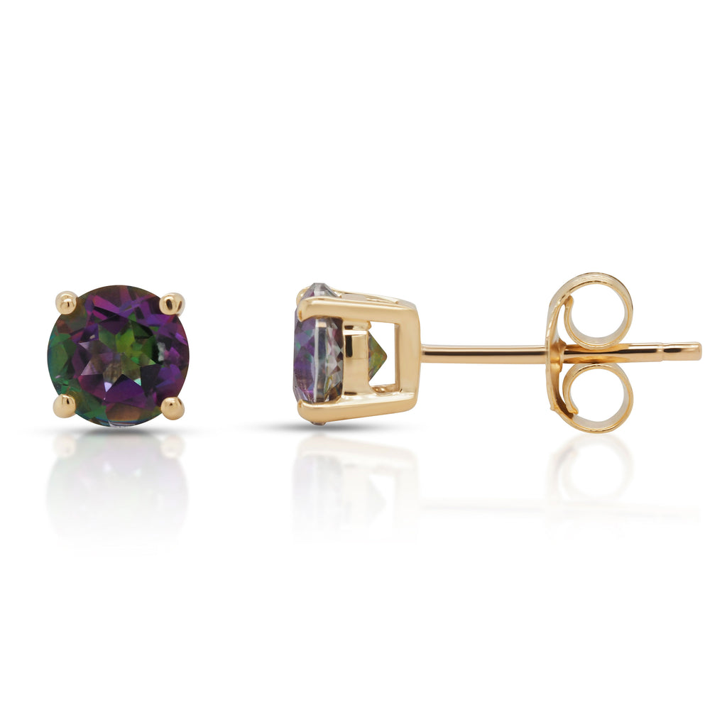 9ct Yellow Gold 5mm Mystic Topaz Stud Earrings