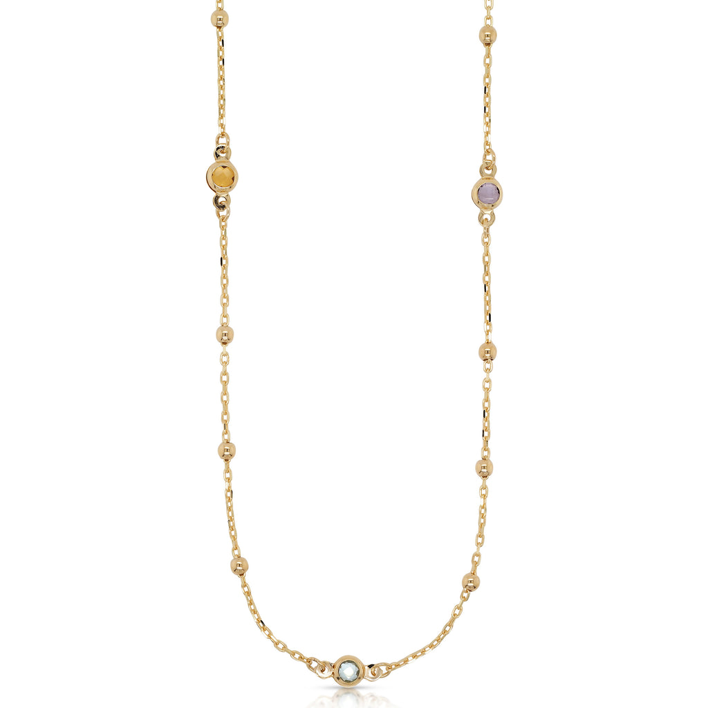 9ct Yellow Gold Amethyst, Topaz & Citrine Rosario Chain Neck