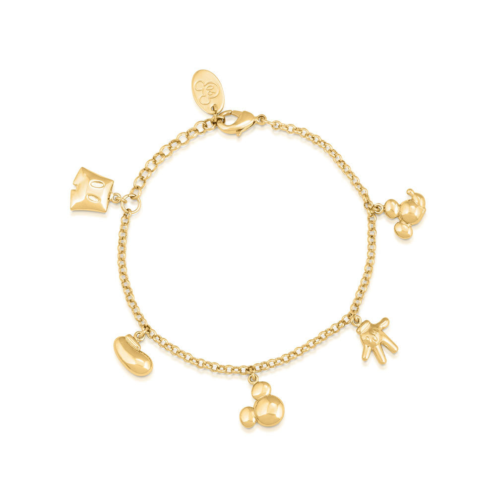 Disney Couture Kingdom Mickey Mouse Gold Tone Charm Bracelet