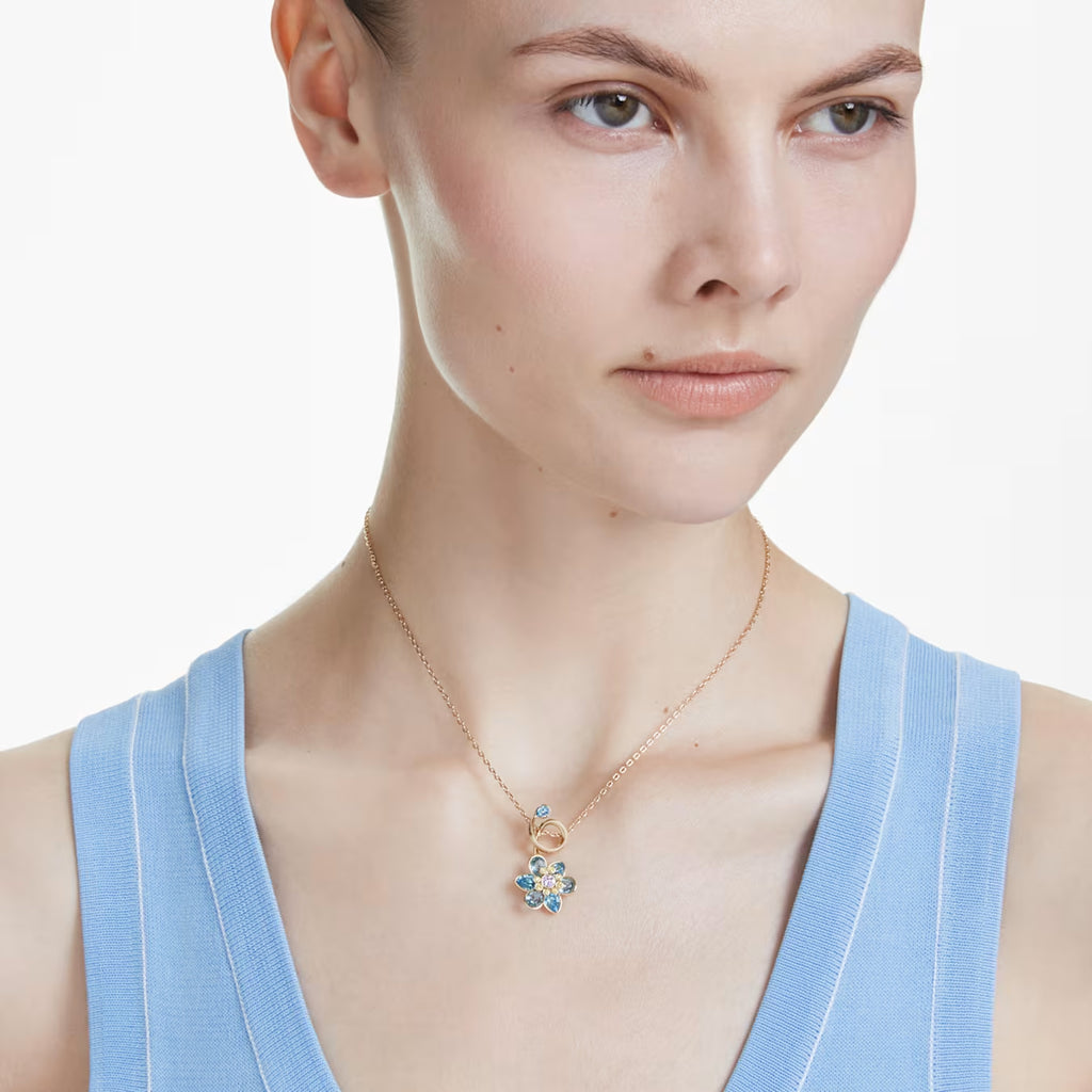 Swarovski Gold-Tone Idyllia Blue Flower Pendant 5709029