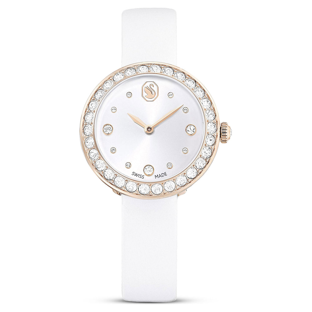 Swarovski Swiss Made Matrix Tennis White Leather Watch 57101