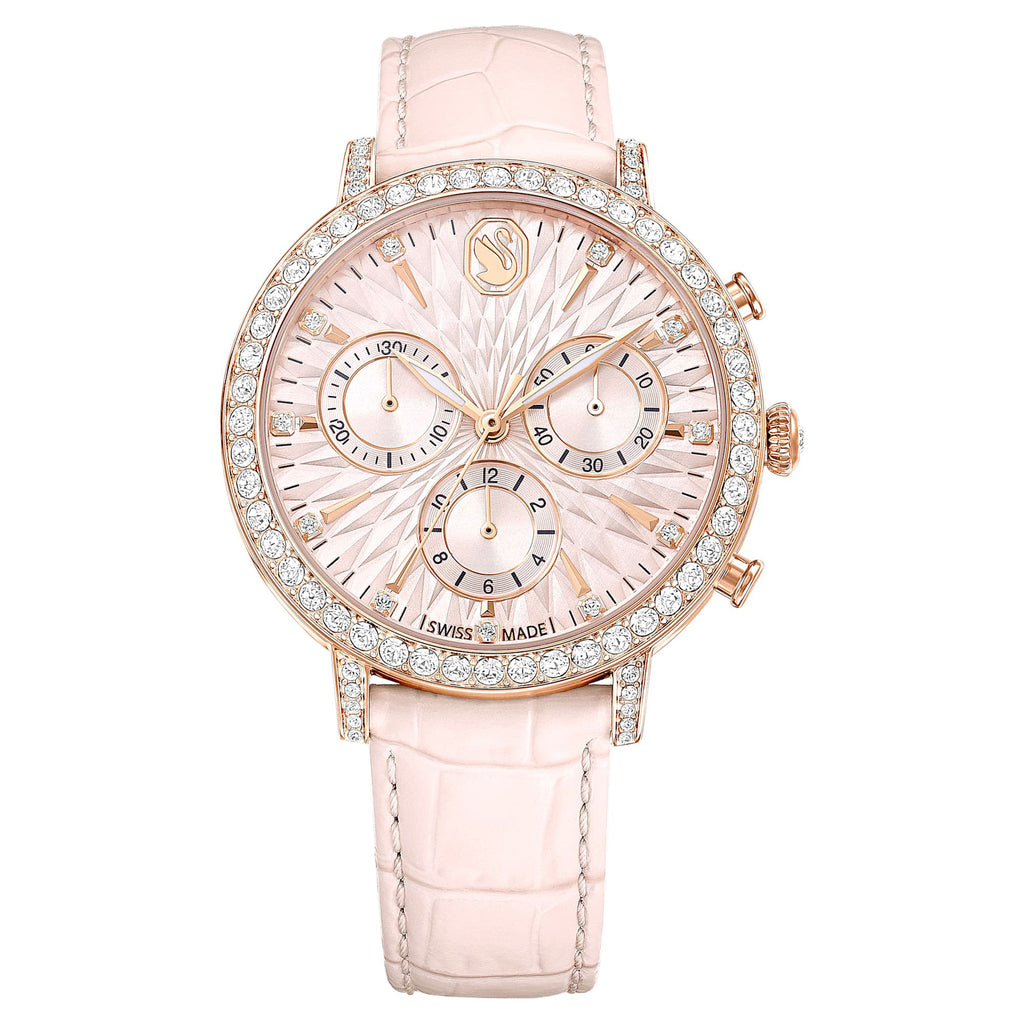 Swarovski Matrix Tennis Chrono Swiss Made Pink Leather Watch