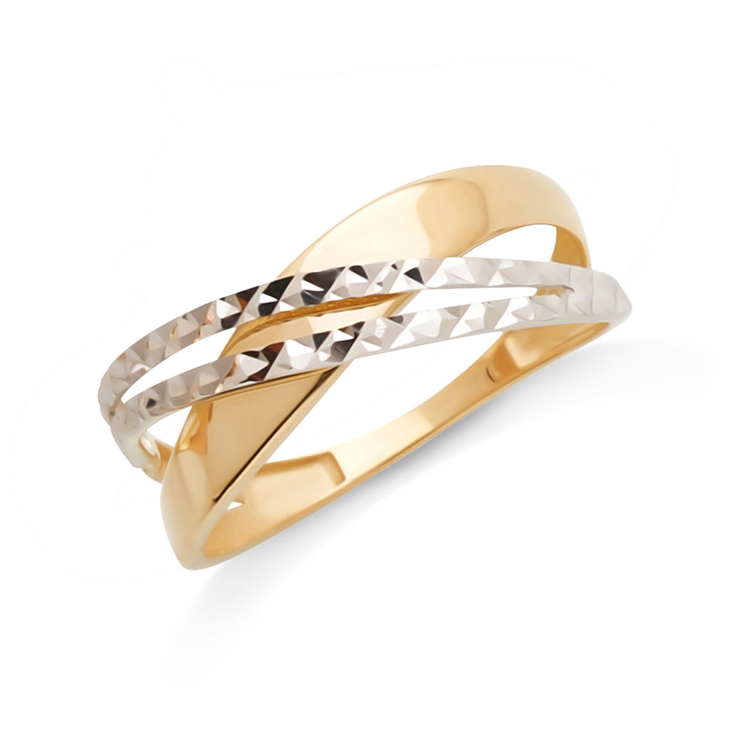 9ct 2-Tone Gold Crossover Split Ring