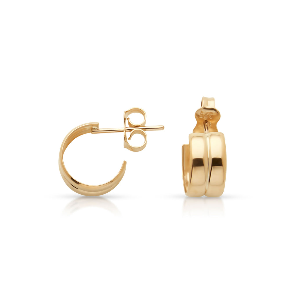 9ct Yellow Gold 9mm 3/4 Hoop Stud Earrings