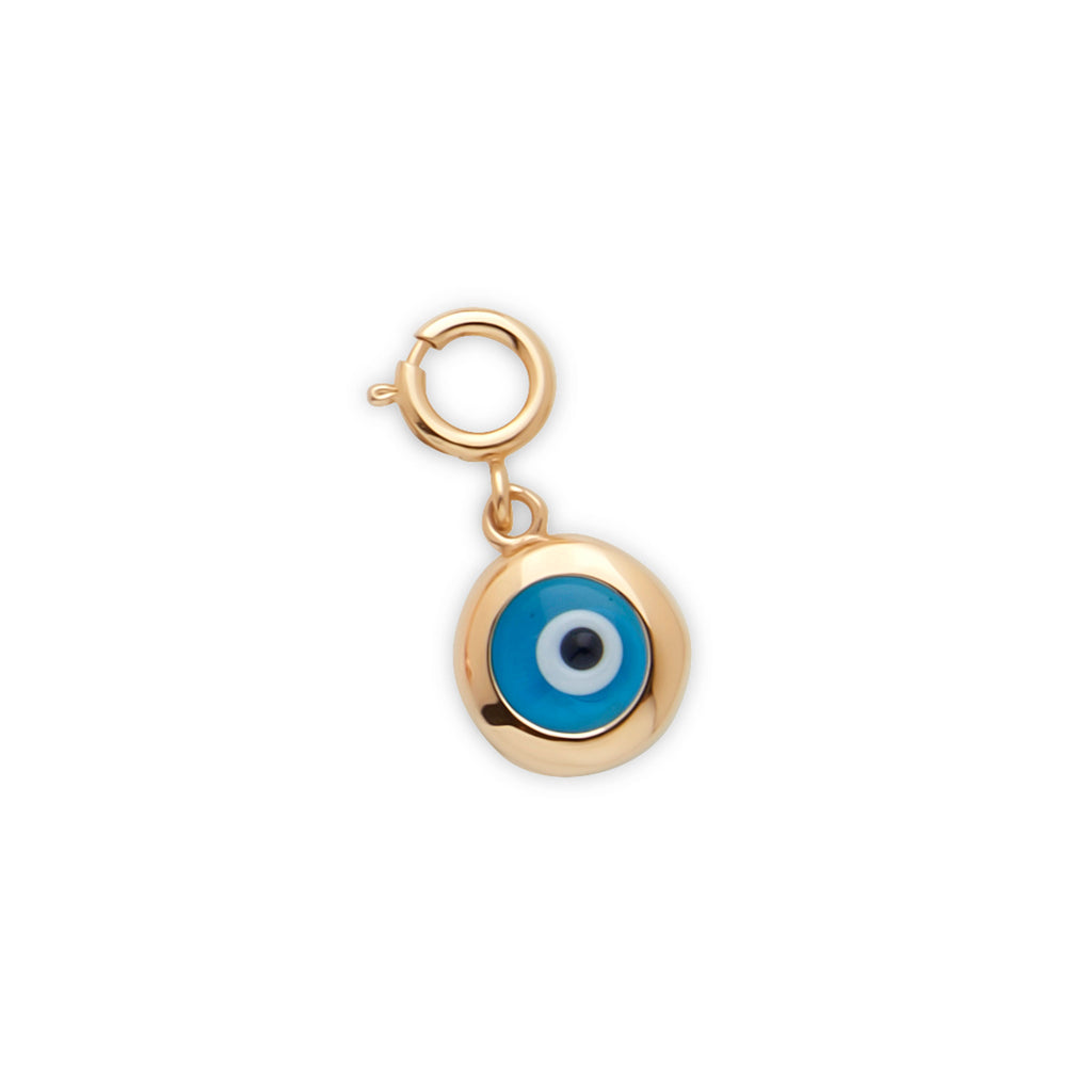 9ct Yellow Gold Blue Enamel Evil Eye Charm