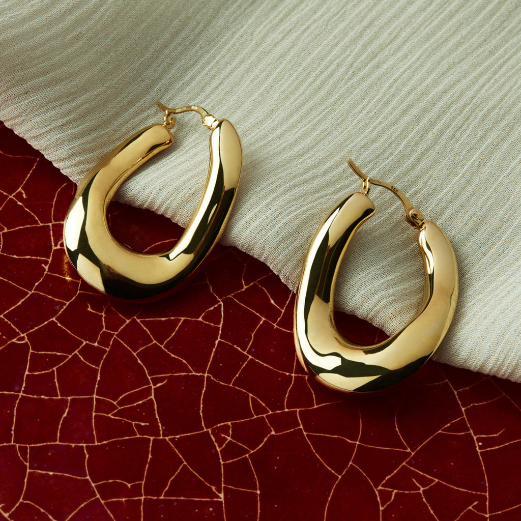 Najo Gravity Hoop Gold-Tone Earrings E7203