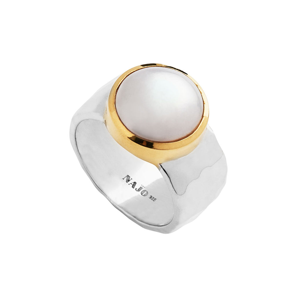 Najo 'Chroma' Sterling Silver & Gold-Tone Pearl Ring R7268