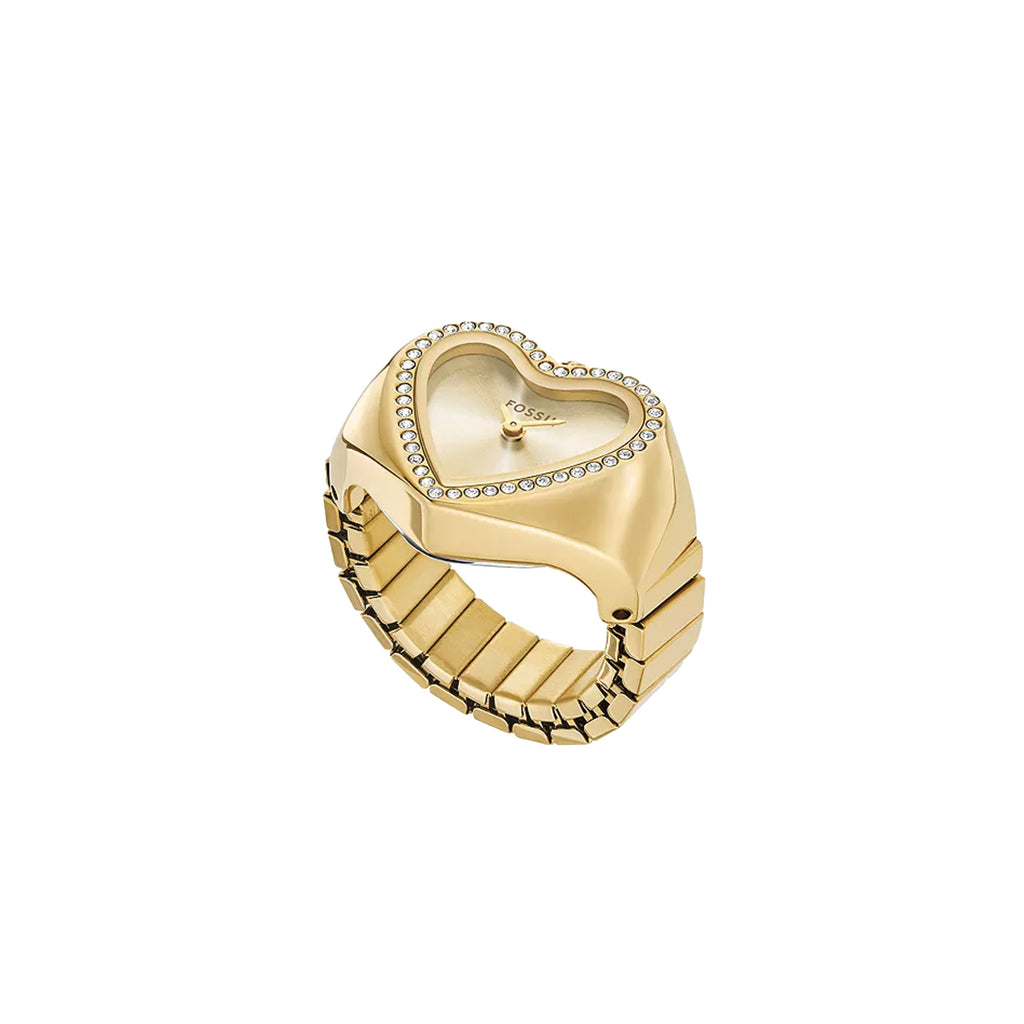 Fossil Gold-Tone Heart Dial Stainless Steel Watch Ring ES540