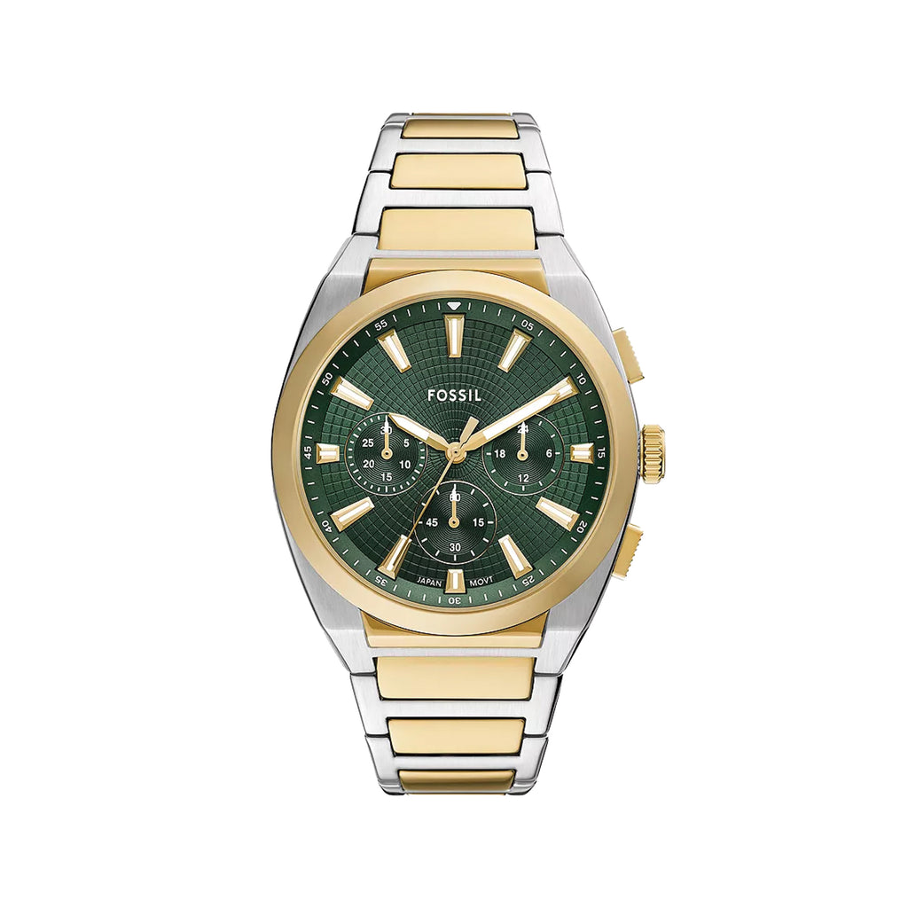 Fossil Everett Chronograph Green Dial Two-Tone Watch FS6106