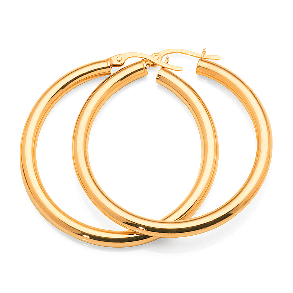 9ct Gold 30mm Hoop Earrings