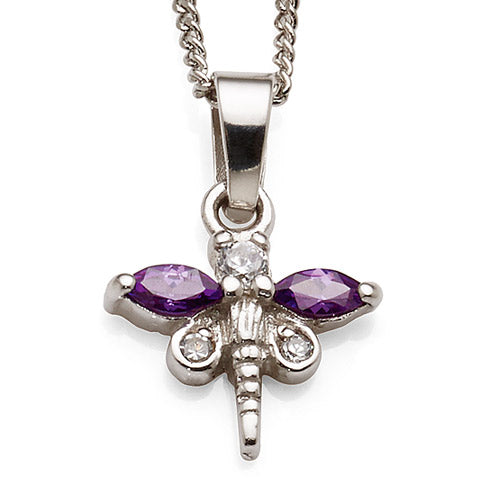 Sterling Silver Cubic Zirconia Dragonfly Pendant