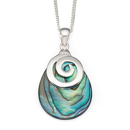 Sterling Silver Pear Shaped Paua Shell Swirl Pendant