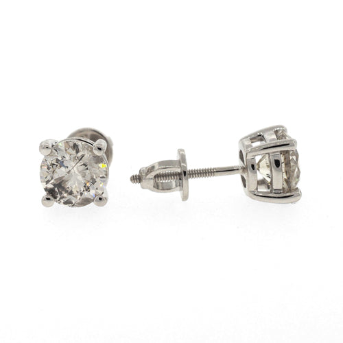 18ct White Gold Screw Back 2 Carat Diamond Studs