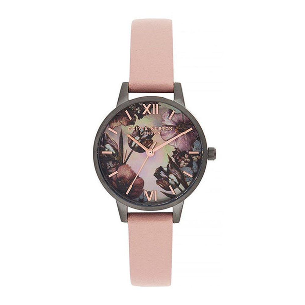 Olivia Burton 'Twilight' Gunmetal Dusty Pink Leather Strap O