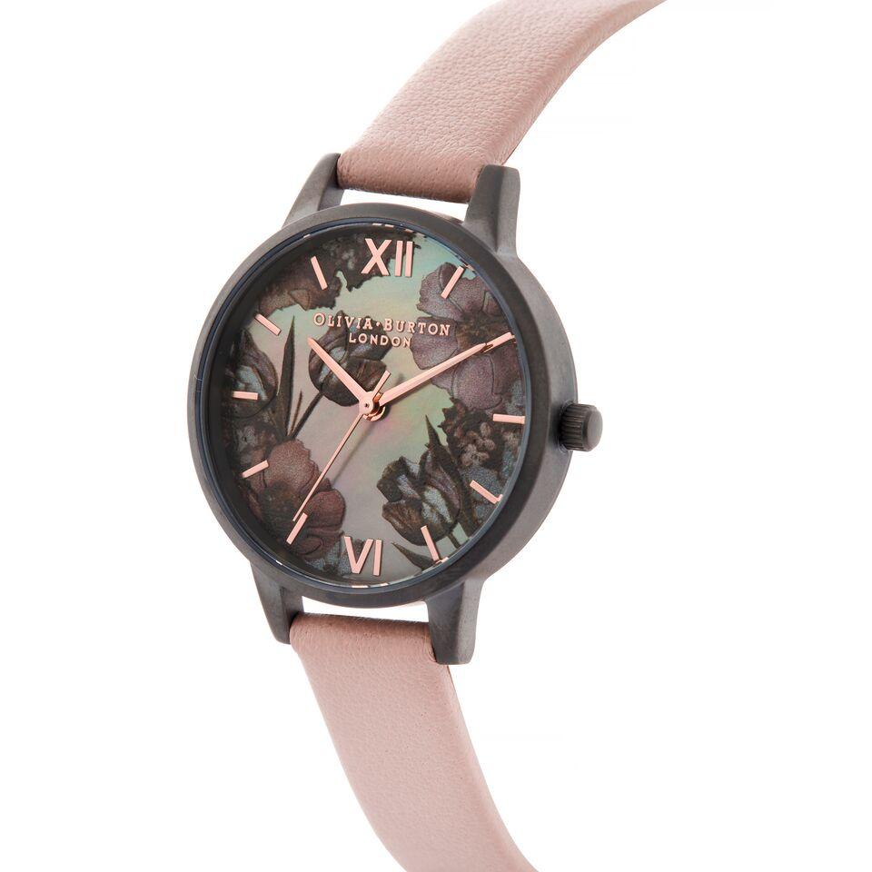 Olivia Burton 'Twilight' Gunmetal Dusty Pink Leather Strap O