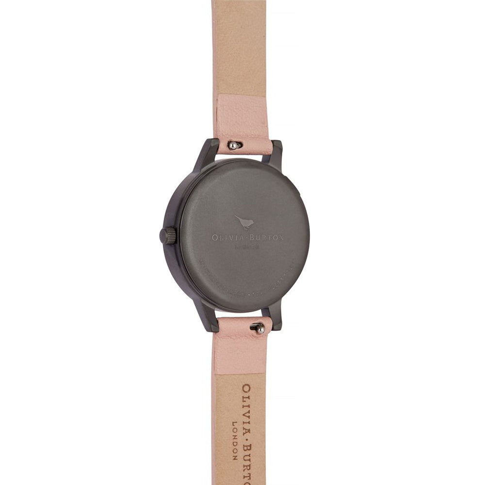 Olivia Burton 'Twilight' Gunmetal Dusty Pink Leather Strap O