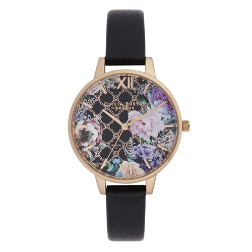 Olivia Burton Glasshouse Rose Tone Floral Watch OB16GH11