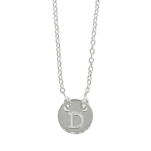 Sterling Silver D Initial Disc Necklet