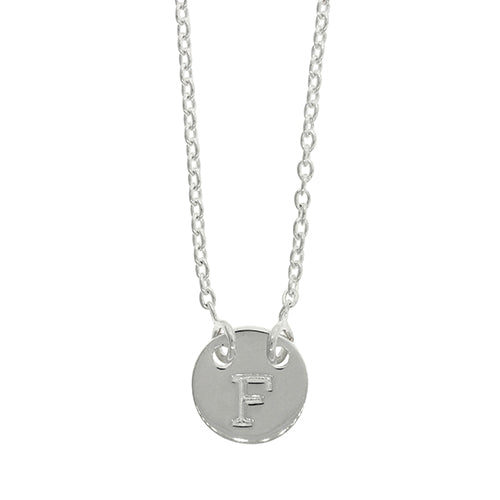 Sterling Silver F Initial Disc Necklet