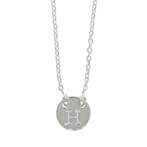 Sterling Silver H Initial Disc Necklet