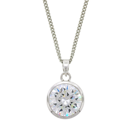 Sterling Silver 10mm Round Cubic Zirconia Pendant