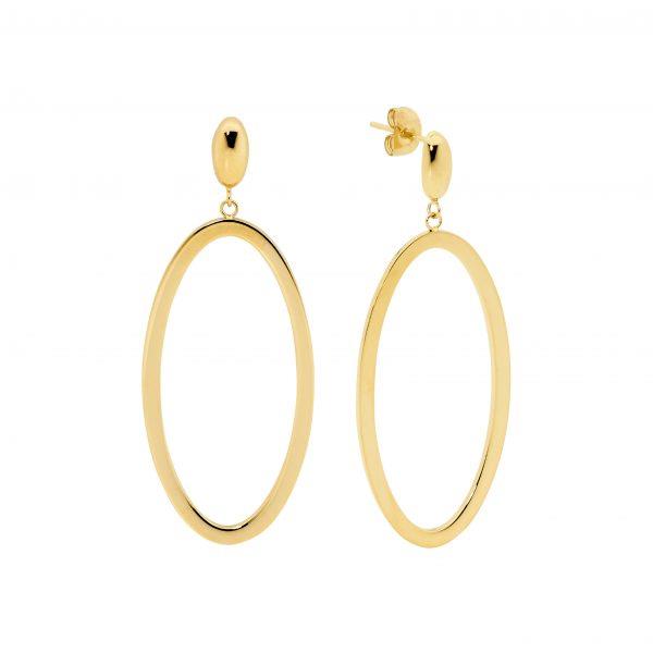 Ellani Gold-Tone 43mm Oval Drop Studs SE218G