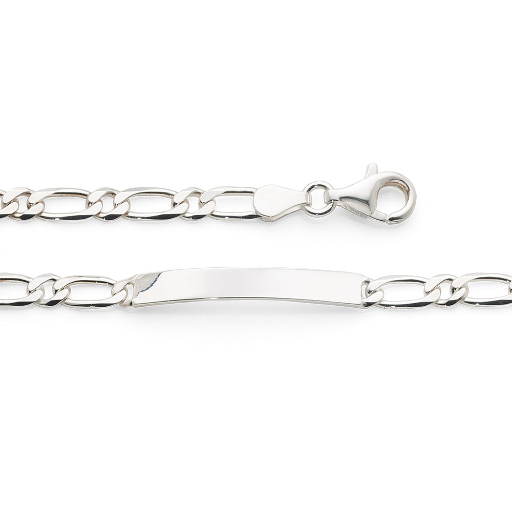 Sterling Silver Figaro Link 19cm ID Bracelet