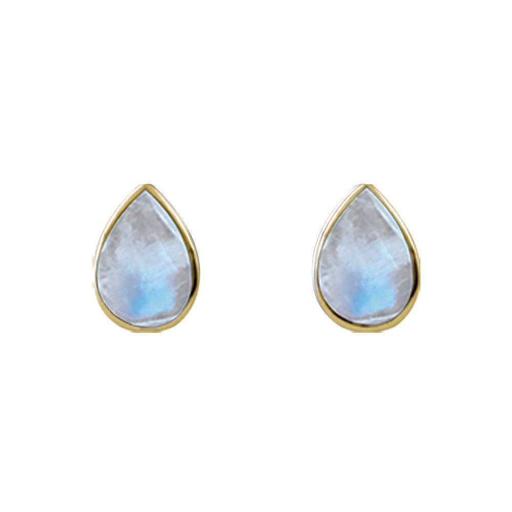 Von Treskow Gold Tone Pear Shaped Moonstone Studs MOONE03-Y