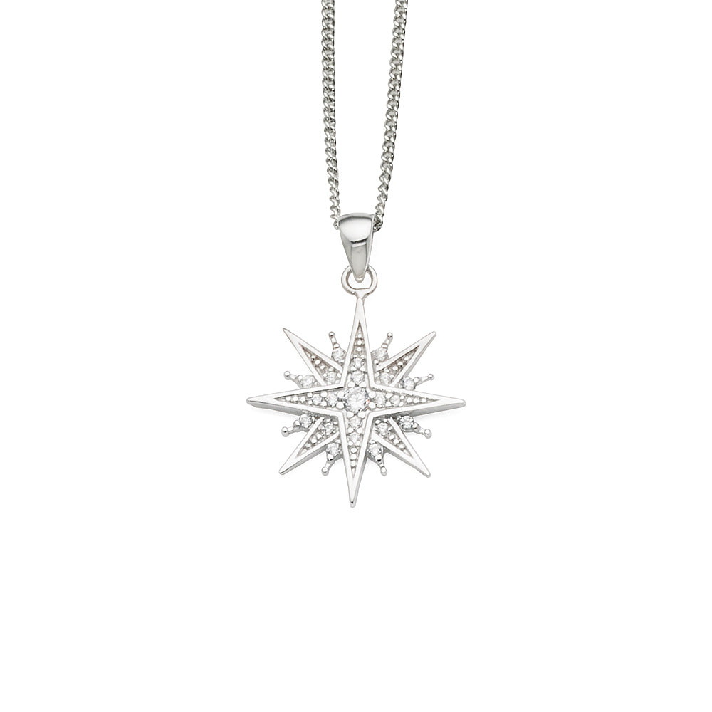 Sterling Silver Illusion Set Cubic Zirconia Star Pendant