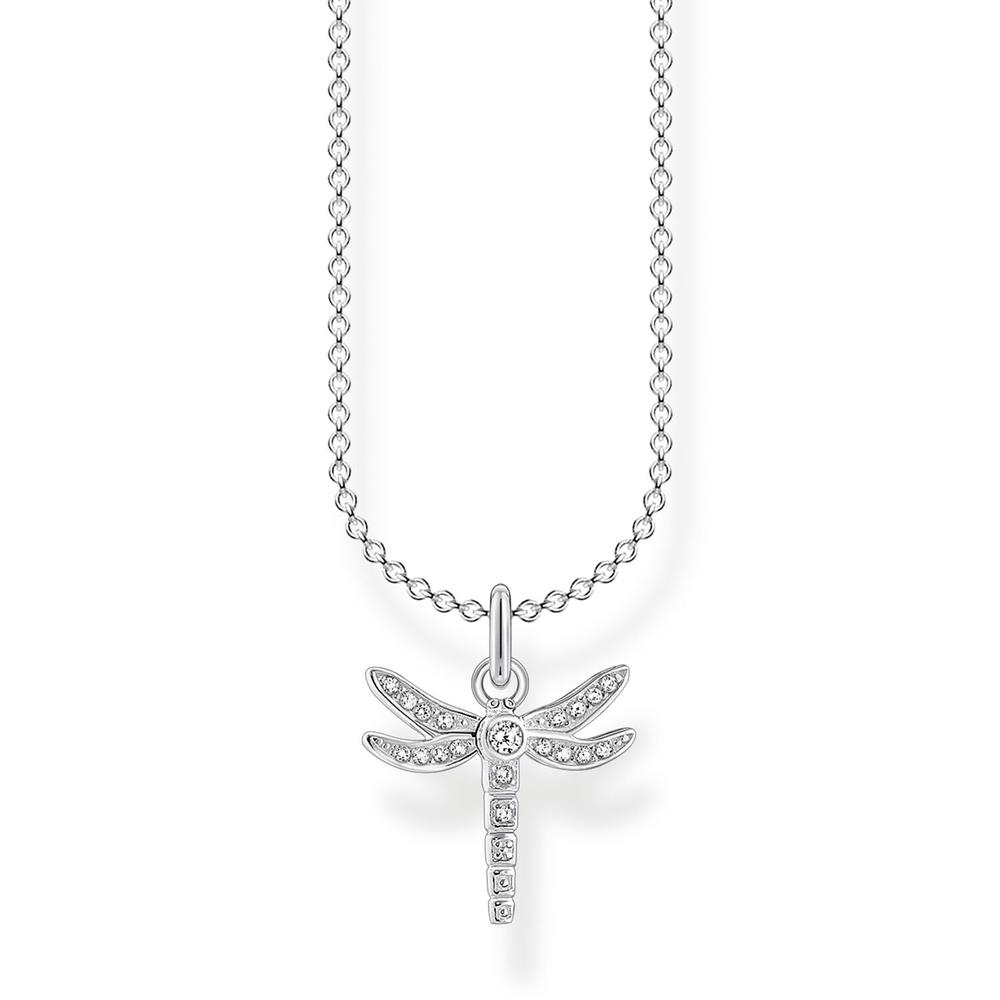 Thomas Sabo Sterling Silver Dragonfly Pendant On Belcher Cha