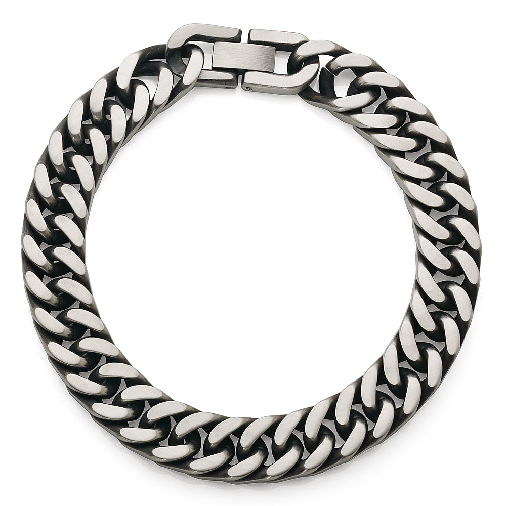 Stainless Steel 21cm Oxidised Curb 10.2mm Wide Bracelet