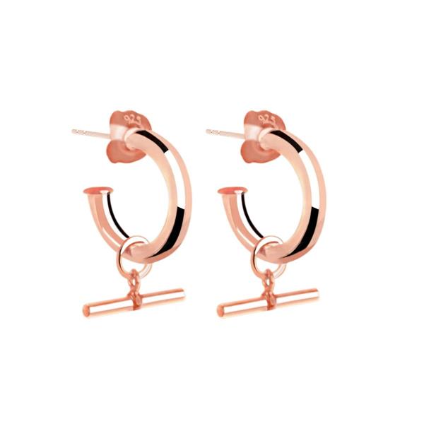 Najo 'T-Bar' Hoop Sterling Silver Rose Tone Earring E6407