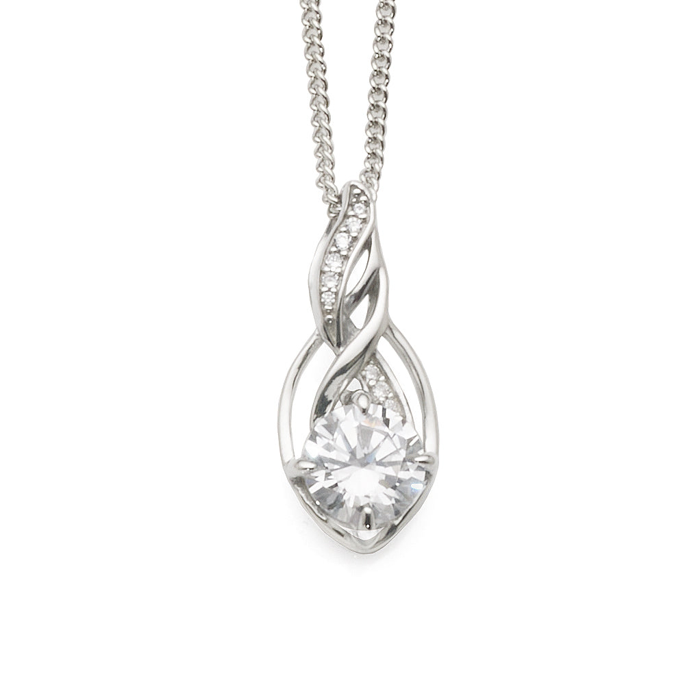 Sterling Silver Cubic Zirconia Intertwined Pendant