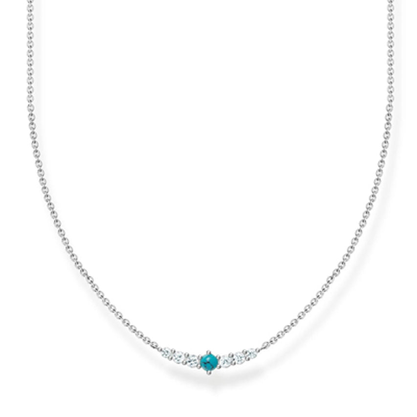 Thomas Sabo Silver Created Turquoise 42cm Belcher Necklet TK