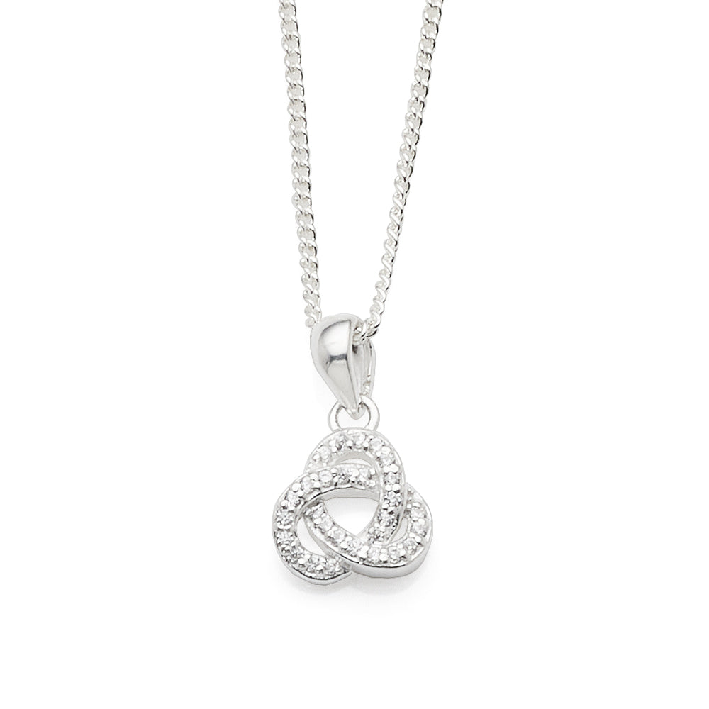 Sterling Silver Cubic Zirconia Open Knot Pendant