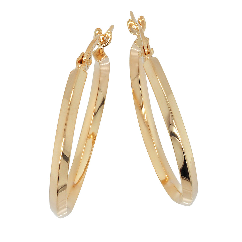 Yellow Gold Bonded Knife Edge 20mm Hoops