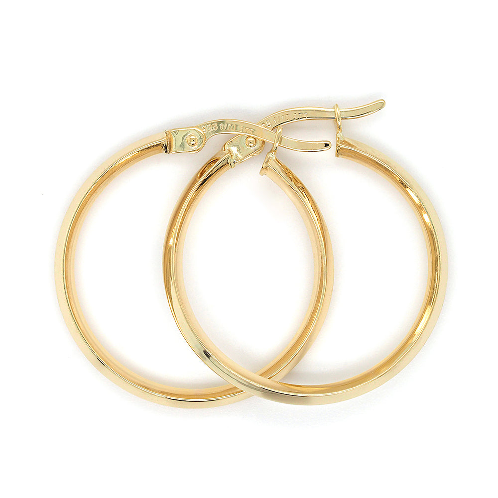 Yellow Gold Bonded Knife Edge 20mm Hoops